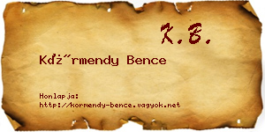 Körmendy Bence névjegykártya